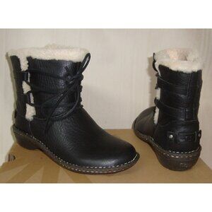 UGG Australia Rianne Black Leather Lace Up Boots Women's Size US 5 NEW 1004142